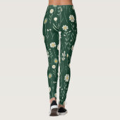 Elegant Wildflower Pattern on Dark Green  レギンス (裏面)