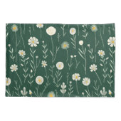 Elegant Wildflower Pattern on Dark Green  枕カバー (裏面-左)