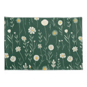 Elegant Wildflower Pattern on Dark Green  枕カバー (裏面-右)