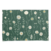 Elegant Wildflower Pattern on Dark Green  枕カバー (正面右)
