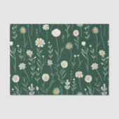 Elegant Wildflower Pattern on Dark Green  薄葉紙 (正面)