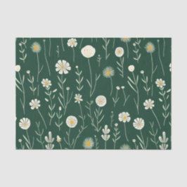 Elegant Wildflower Pattern on Dark Green  薄葉紙