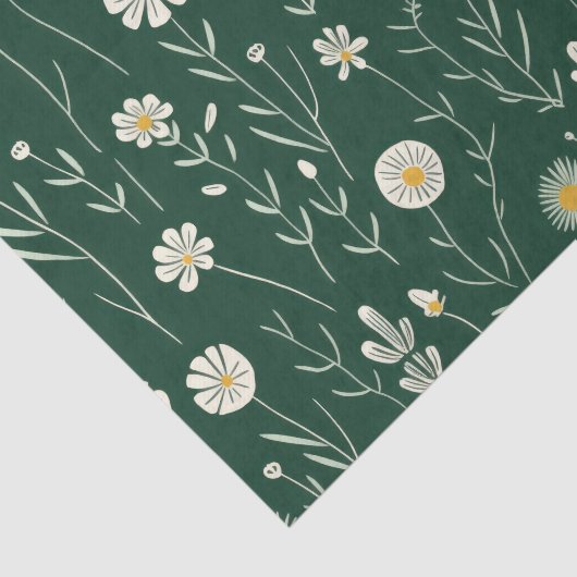 Elegant Wildflower Pattern on Dark Green  薄葉紙 (詳細)