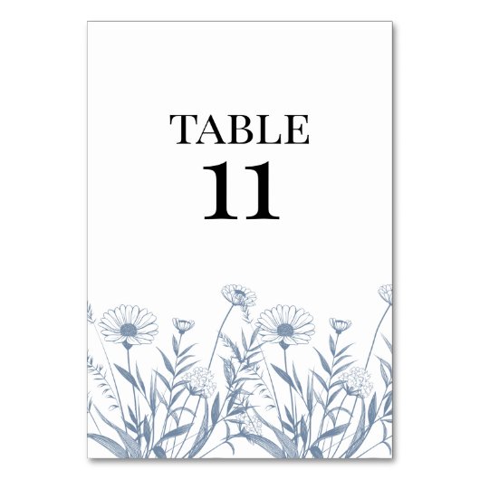 Elegant Wildflower Periwinkle Wedding テーブルナンバー (裏面)