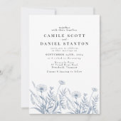 Elegant Wildflower Periwinkle Wedding 招待状 (正面)