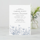 Elegant Wildflower Periwinkle Wedding 招待状 (スタンド正面)