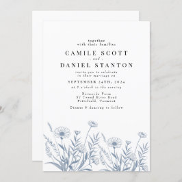 Elegant Wildflower Periwinkle Wedding 招待状