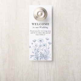 Elegant Wildflower Periwinkle Wedding Door Hanger ドアノブサイン