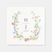 Elegant Wildflower Personalized Wedding  スタンダードカクテルナプキン (正面)