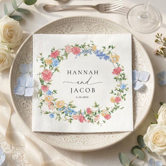 Elegant Wildflower Personalized Wedding  スタンダードカクテルナプキン