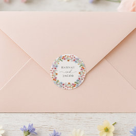 Elegant Wildflower Personalized Wedding ラウンドシール