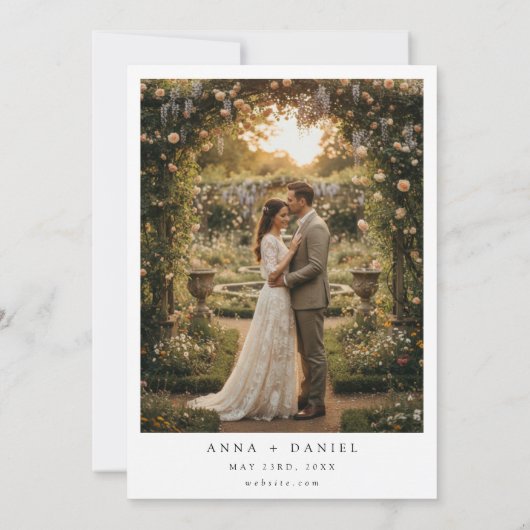 Elegant Wildflower Photo Wedding Invitation 招待状 (裏面)