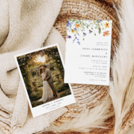 Elegant Wildflower Photo Wedding Invitation 招待状