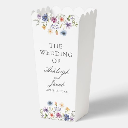 Elegant Wildflower Spring Wedding Custom Popcorn フェイバーボックス (正面)