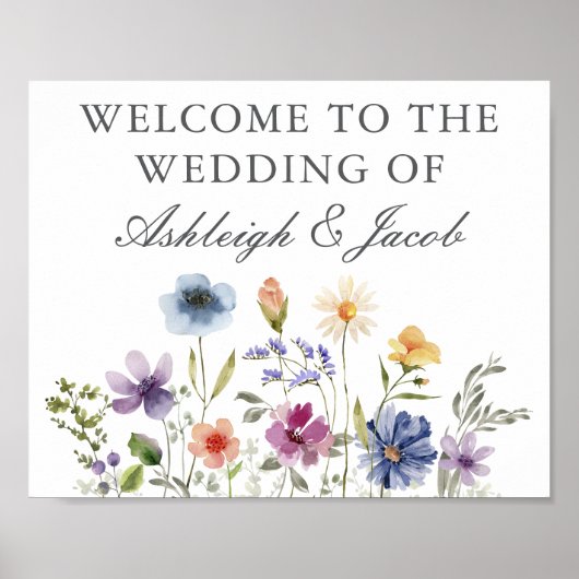Elegant Wildflower Spring Wedding Custom Welcome ポスター (正面)