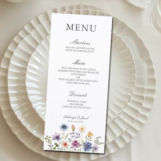 Elegant Wildflower Spring Wedding Dinner メニュー