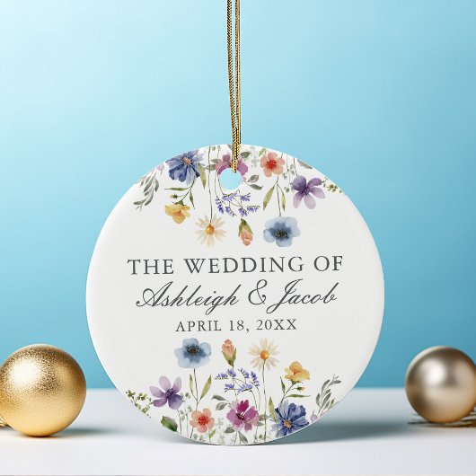 Elegant Wildflower Spring Wedding Keepsake セラミックオーナメント
