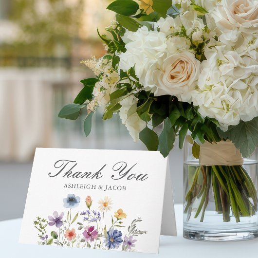Elegant Wildflower Spring Wedding Personalized サンキューカード