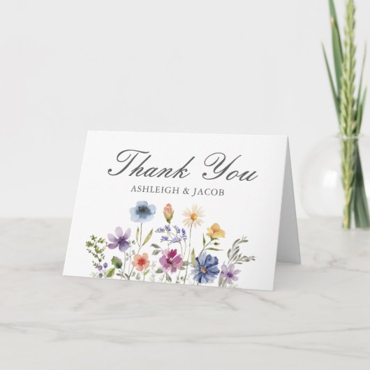 Elegant Wildflower Spring Wedding Personalized サンキューカード (正面)