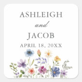 Elegant Wildflower Spring Wedding Personalized スクエアシール (正面)