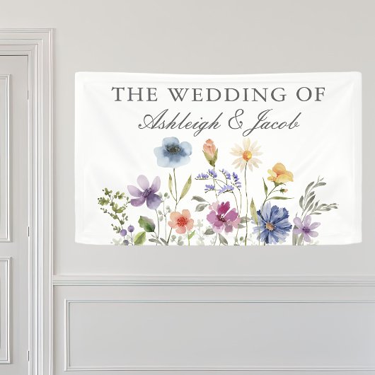 Elegant Wildflower Spring Wedding Personalized 横断幕