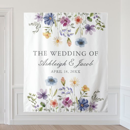 Elegant Wildflower Spring Wedding Photo Booth タペストリー