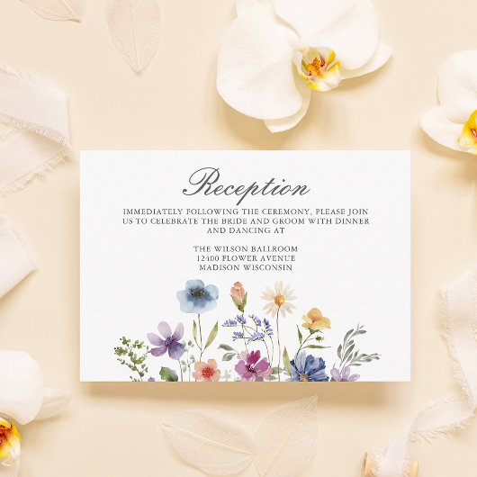 Elegant Wildflower Spring Wedding Reception エンクロージャーカード