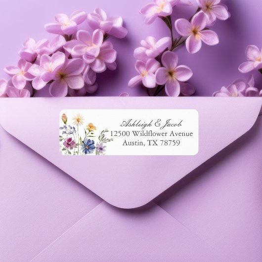 Elegant Wildflower Spring Wedding Return Address ラベル