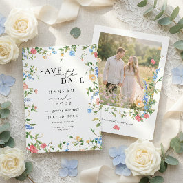 Elegant Wildflower Summer Photo Wedding セーブザデート
