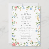 Elegant Wildflower Summer QR Code RSVP Wedding 招待状 (正面)