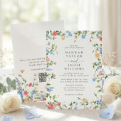 Elegant Wildflower Summer QR Code RSVP Wedding 招待状