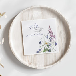 Elegant Wildflower Watercolor Floral 35th Birthday スタンダードランチョンナプキン