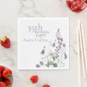 Elegant Wildflower Watercolor Floral 35th Birthday スタンダードランチョンナプキン (インサイチュ)