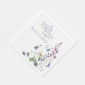 Elegant Wildflower Watercolor Floral 35th Birthday スタンダードランチョンナプキン (角)