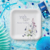 Elegant Wildflower Watercolor Floral 35th Birthday ペーパープレート (パーティー)