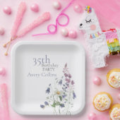 Elegant Wildflower Watercolor Floral 35th Birthday ペーパープレート (パーティー)