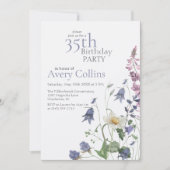 Elegant Wildflower Watercolor Floral 35th Birthday 招待状 (正面)