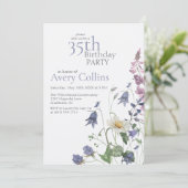 Elegant Wildflower Watercolor Floral 35th Birthday 招待状 (スタンド正面)