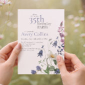 Elegant Wildflower Watercolor Floral 35th Birthday 招待状