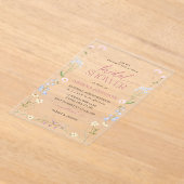 Elegant Wildflower Watercolor Floral Bridal Shower アクリル招待状 (レイダウン)