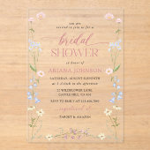Elegant Wildflower Watercolor Floral Bridal Shower アクリル招待状 (正面)