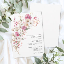 Elegant Wildflower Watercolor Floral Wedding 招待状