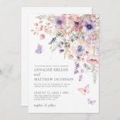 Elegant Wildflower Watercolor Floral Wedding 招待状 (正面/裏面)