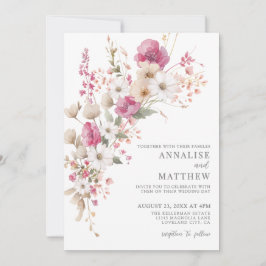 Elegant Wildflower Watercolor Floral Wedding 招待状