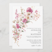 Elegant Wildflower Watercolor Floral Wedding 招待状 (正面/裏面)