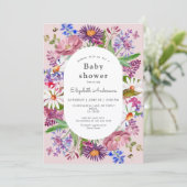 Elegant Wildflower Watercolor Girl Baby Shower 招待状 (スタンド正面)