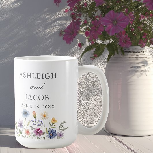 Elegant Wildflower Wedding Anniversary Custom コーヒーマグカップ