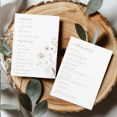 Elegant Wildflower Wedding Ceremony Program Card 招待状