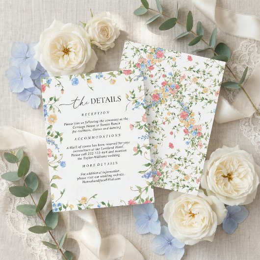 Elegant Wildflower Wedding Details エンクロージャーカード