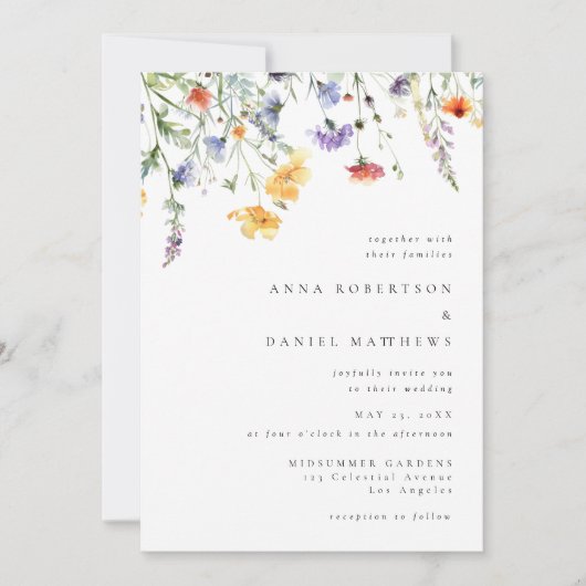 Elegant Wildflower Wedding Invitation 招待状 (正面)